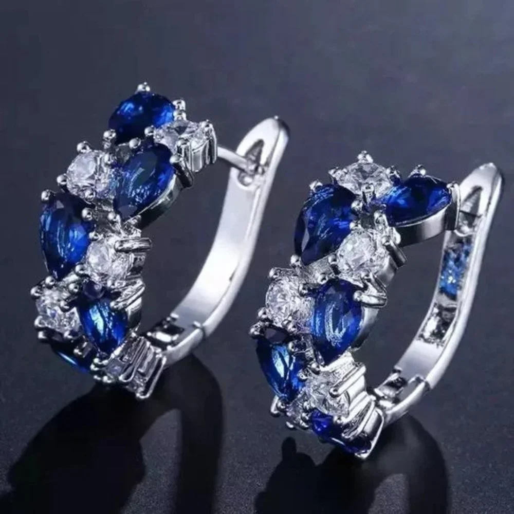 NEW 925 STERLING SILVER DIAMOND EARRINGS - Picture 1 of 3